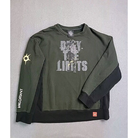 Riot Games Sweatshirt Sweater Valorant Mens M Black Green Deny Limits 2 Sided - Picture 1 of 16